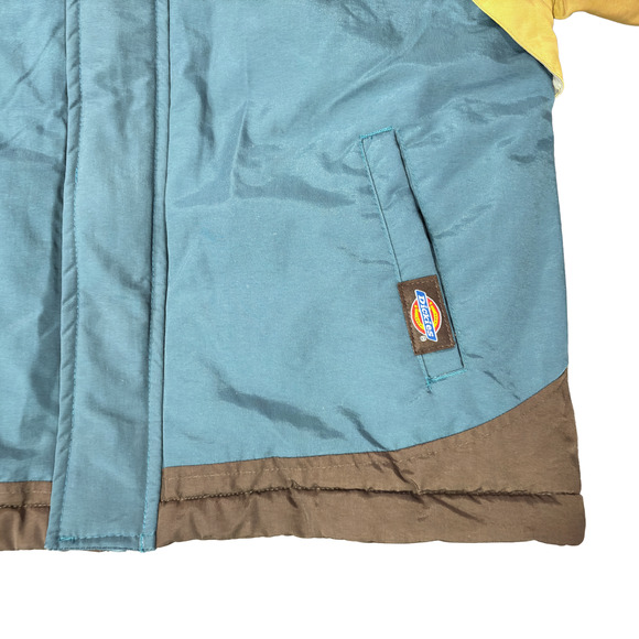 Dickies Teal Colorblock Insulated Full Zip Winter Parka Jacket Size Small - Picture 11 of 16